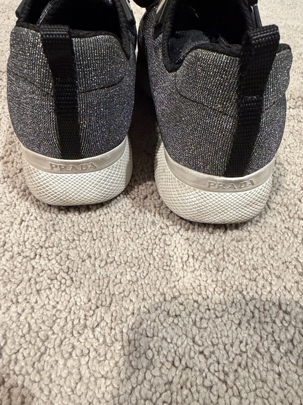 Prada Black and Silver Women's Sneakers - Picture 3 of 6